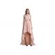 High Low Pink Color Cap Sleeve Long Evening Gowns With Shiny Details