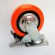 Diameter 100mm Heavy Duty Orange PU PVC Double Ball Bearing Swivel Caster with Brake