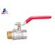 1.6Mpa Manual Brass Ball Valve Iron Lever Red BSP Water