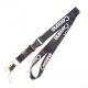Black Polyester Personalized Neck Lanyards With Quick Release Buckle Metal Key Ring Corporate ID Holder