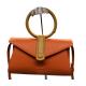 OEM ODM Genuine Leather Orange Tote Handbag For Women