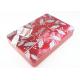 Red Color Emboss Chocolate Metal Tin Case With Ribbon Bow And Gift Card