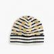 Girls Stripe Knit Beanie Hats With Heart Foil Print Jersey Type Durable