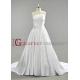 2013 A-line strapless train pleated lace beaded flowered satin bridal dresses BDGD1008