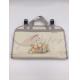 Beige 420D Polyester Mens Hanging Travel Toiletry Bag Foldable 13.8X19