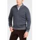 12GG Mens Grey Quarter Zip Sweater , 55 Cotton 45 Modal Polo Pullover Sweater