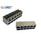 2x6 Shielded Stacked Rj45 Usb Combo Connector Supports 1G Ethernet Without LED