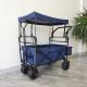 Collapsible Camping Cart Beach Trolley Cart With Roof Dollies Folding Wagon