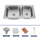 High Durability Stainless Steel Double Bowl Sink For Topmount