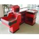 Industrial Metal Supermarket Checkout Counter / Retail Cash Table With Bag Holder