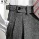 Customizable Logo Men's Gray Tweed Herringbone Wool Trousers for Business and Casual Wear