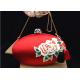 Luxury Oval Shape Embroidered Velvet Bag , Satin Clutches Evening Bags With Two Tassel