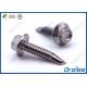 410 Stainless Steel Tek Screws, Passivated,  Hex Flange Washer Head