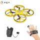 FCT Mini Air Drone with Hand Remote Wrist control Quadcopter Rechargeable Black and Yellow Design