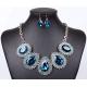 Wedding jewelry alloy rhinestone drops suit multicolor diamond necklace earring jewelry