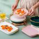 Double Wall Insulated Colorful Ceramic Dinner Plates Nordic Style For Cooking Kitchen