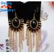 Fashionable plated rose gold tone long multi iron chains dangle drop earrings