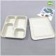Disposable 4-Coms Square Lunch Tray With Lid-Factory Offered Sugarcane Tableware-Leak Proof Takeaway Container With Lid