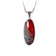 Vintage Thai  925 Silver Garnet Marcasite Pendant and 18 Inches Chain(N11065RED)