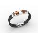Top Quality Europe Fashion Stainless Steel Genuine Leather Silicone Bangle Bracelet ADB38