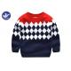 Diamond Jacquard Boys Knit Pullover Sweater Long Sleeves Double Layers Neck