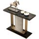 Wooden Base Black Marble Console Table Satin Finish Narrow Marble Console Table