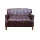 ISO 2 Seat Leather Loveseat L122cm Vintage Leather Sofas With Lines And Rivets