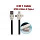 Micro/8Pin/Type C 3 In 1 Usb Data Extension Cable , Fast Charging Extending USB Cord