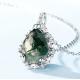 Natural Moss Agate 925 Sterling Silver Pendant Necklace For Birthday Green Gems Engagement Wedding Jewelry Gift