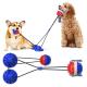 Double Suction Cup Squeaky Interactive Pet Toys Dog Teeth Cleaning Ball TPR ODM
