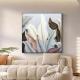 Hand Painted Textured Canvas Oil Painting of Abstract Flower in Modern Style for Living Room Decoration