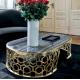 Luxury Oval Coffee Table Stainless Stain frame Artificial Marble Top for Living Room