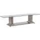 Modern 201 Stainless Steel TV Stand No Folded With 15mm Tempered Glass Top