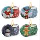 Scented Soy Wax Cute Pattern Christmas Tin Candles Jar With Metal Lid Lightweight