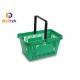 Green Big Capacity Grocery Baskets Plastic Supermarket Equipment With Logo