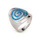925  With Sterling Silver Greek  Key  Blue   Meander Opal  Spiral Engagement Earrings For Women