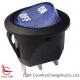 Lamp Rocker Switch, RC, Round, Blue LED, ON-OFF printed, 3 terminals, 15A 125V.
