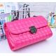 Pink Genuine Quilted Leather Handbags Alloy Chain Strap Western Style For Ladies