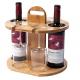 11.8x9.8x11.8 Inch Wooden Wine Rack Wine Storage Set Holds 2 Bottles And 4 Glasses