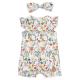 2pcs Sets Baby Cute Casual Summer Breathable Allover Flower Printed Falbala Sleeve Baby Jumpsuit