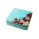 Tiffany Blue Mooncake Tin Box With Peony Flower Emboss 235X235X63MMH