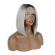 100% Human Hair Ombre Grey Short Bob Cut Pre Plucked HD Lace Front Wigs 250% Density