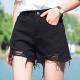 Black Wash Mid Rise Jeans Girls Denim Shorts Rips On Hem Summer Fashion Style