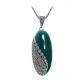 Thai 925 Silver Green Agate Marcasite Pendant and 18 Inches Chain(N11065GREEN)