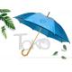 Blue Mens Umbrella Wooden Handle 8 Ribs Wooden Straight Shaft Water Repellent