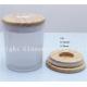 nice white glass candle holder with wooden lid