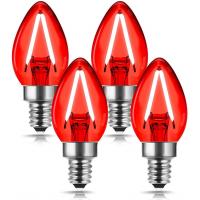 Red LED Night Light Bulb Candelabra Edison C7 E12  For Christmas