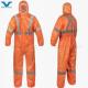 Chemical Diposable PP PE Orange Type5 6 Safety Coveralls with Reflective Tape Ankle Style