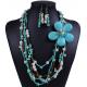 Exaggerated retro bohemian flower necklace turquoise Earrings Set