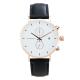 IP Rose Stainless Steel Chronograph Watch Mens Watch Leather Band White Face